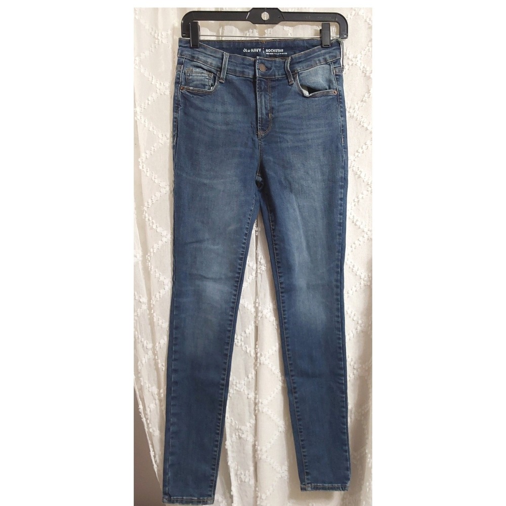 Old Navy Rockstar Mid Rise‎ Super Stretch Skinny Jeans Blue Denim Womens 4
